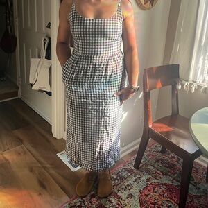 Gingham linen dress